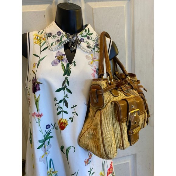 Michael Kors Yellow Brown Woven Tote Bag - Picture 11 of 15